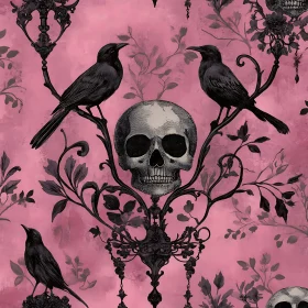 Gothic Skull and Crow Pattern