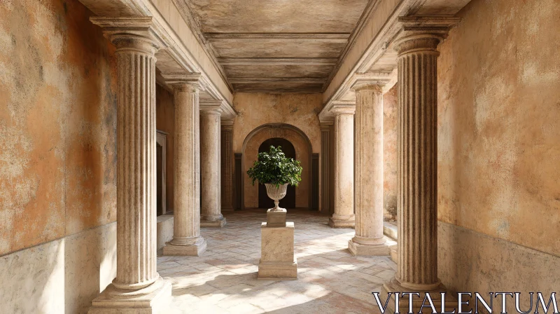 Tranquil Courtyard with Potted Plant