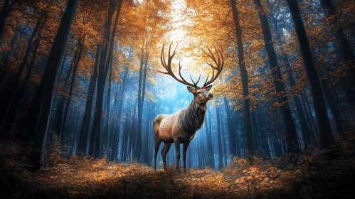 Regal Deer Amidst Golden-Hued Trees