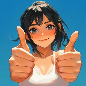Smiling Anime Girl with Thumbs Up