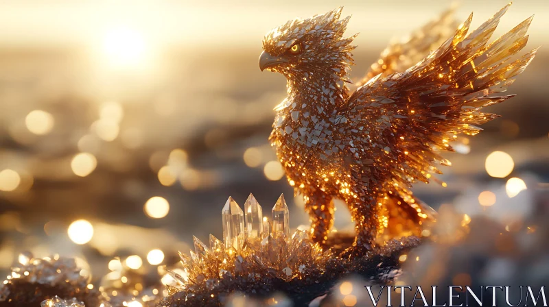 Phoenix Sculpture with Golden Details