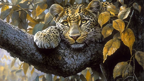 Leopard Lounging in the Forest Canopy