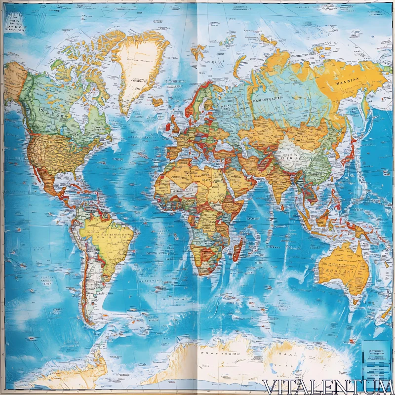 Vintage Style World Map Illustration