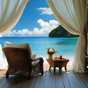 Tropical Beach Retreat with Wicker Furniture