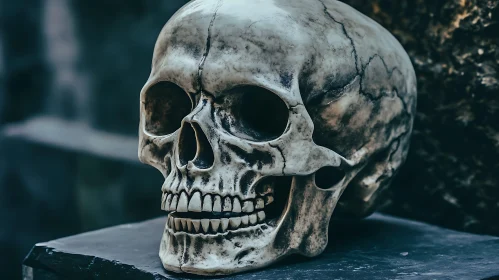 Anatomical Skull on Stone
