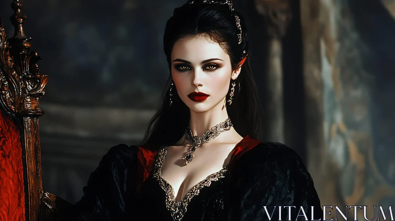 Gothic Woman with Red Lips