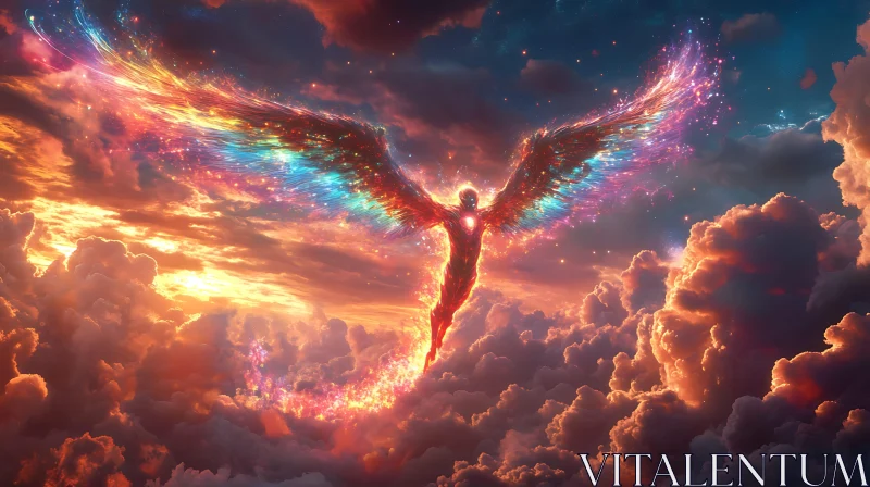 Radiant Angel Ascending Through the Sky