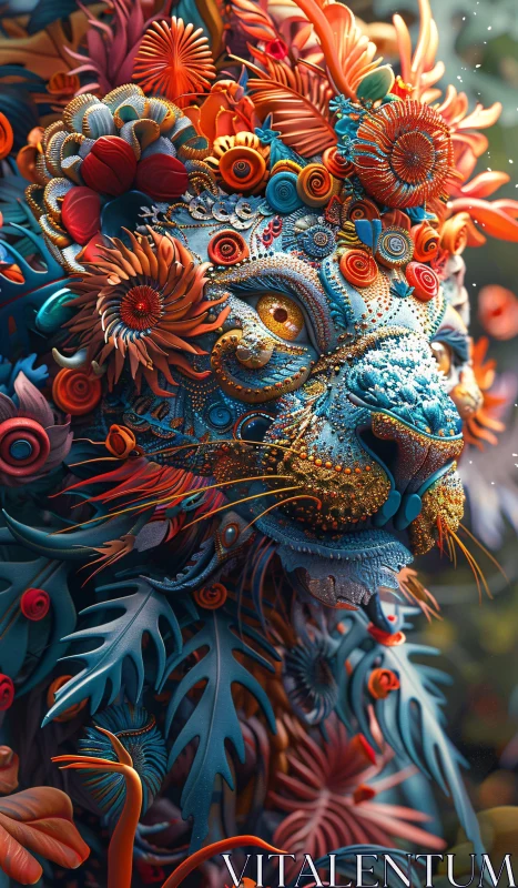 Ornate Floral Cat: A Whimsical Portrait