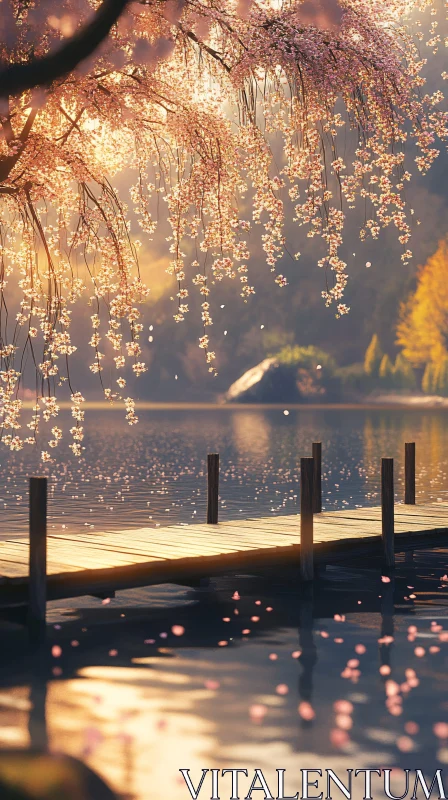 Serene Waters and Floral Canopy