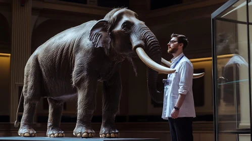 Museum Exhibit: Elephant and Observer
