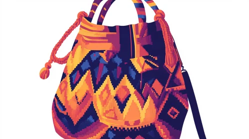 Colorful Geometric Woven Bag