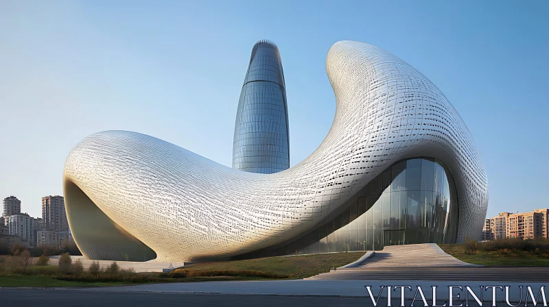 Contemporary Building with Smooth Curves and Tower