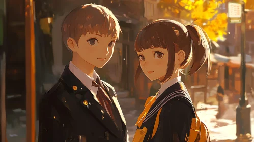 Autumn Glow: Anime School Scene