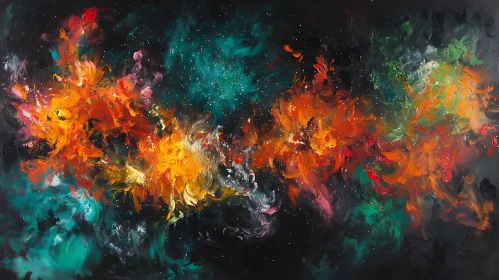 Abstract Cosmic Swirls in Teal and Orange