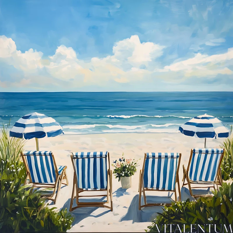 Seaside Relaxation with Striped Deck Chairs