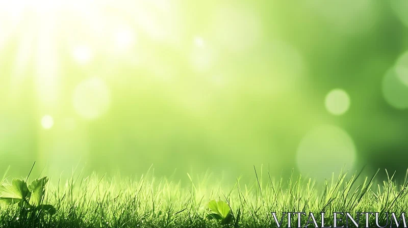 Serene Green Field with Bokeh Lights