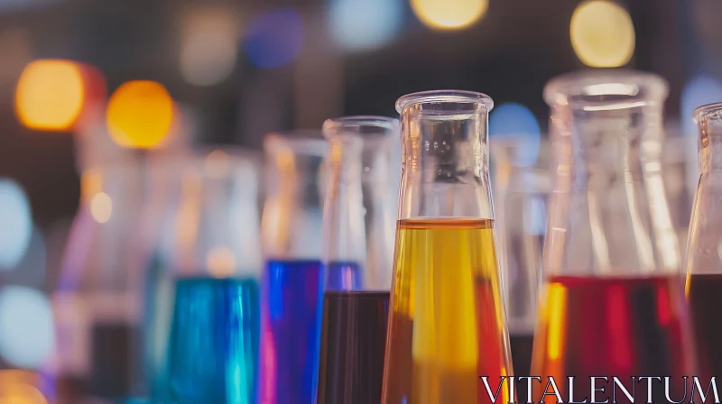 Laboratory Beakers with Colored Solutions