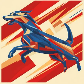 Geometric Art of a Leaping Dog