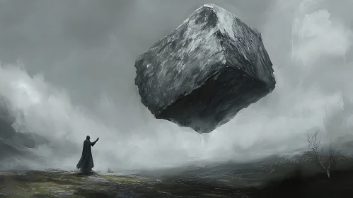 Mystical Monolith in Overcast Landscape