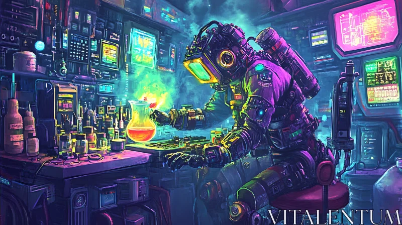 Neon Lit Cyborg Lab Experiment