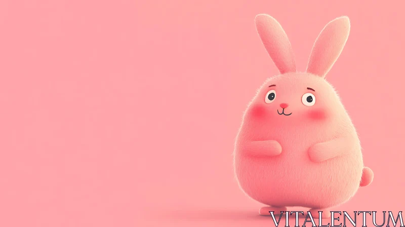 Charming Fluffy Pink Rabbit Illustration AI Image