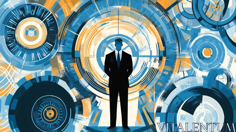 Silhouette in Technological Abstract Design