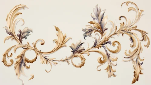 Gold Floral Ornament in Rococo-Inspired Art Style
