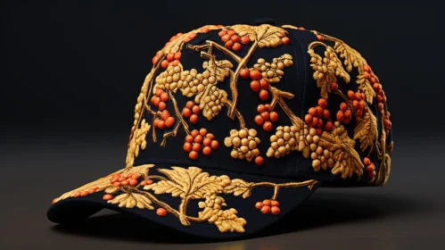 Vibrant Grape Embroidered Baseball Cap - Realistic Hyper-Detailed Art