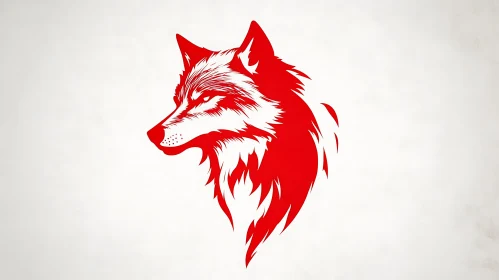 Crimson Wolf Profile - Graphic Animal Design