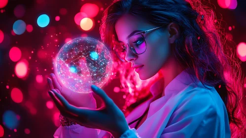 Mystic Woman Holding Light Sphere Art