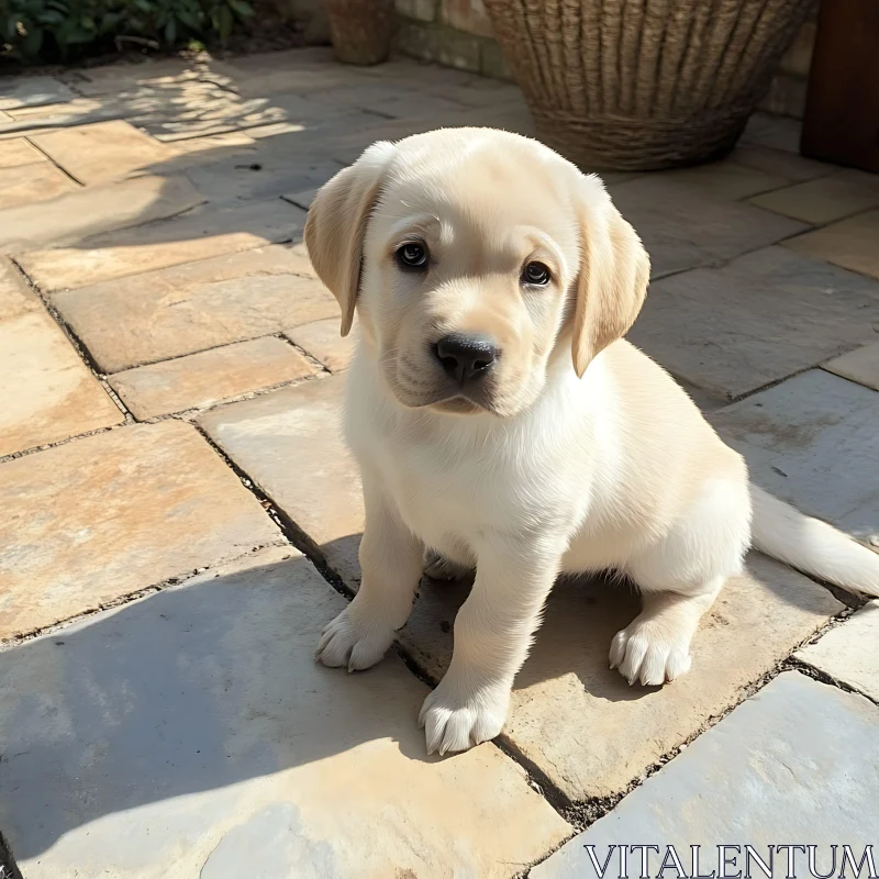 Cute Cream Labrador Retriever Puppy AI Image