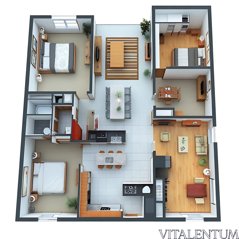 AI ART Spacious Apartment Layout with Contemporary Design