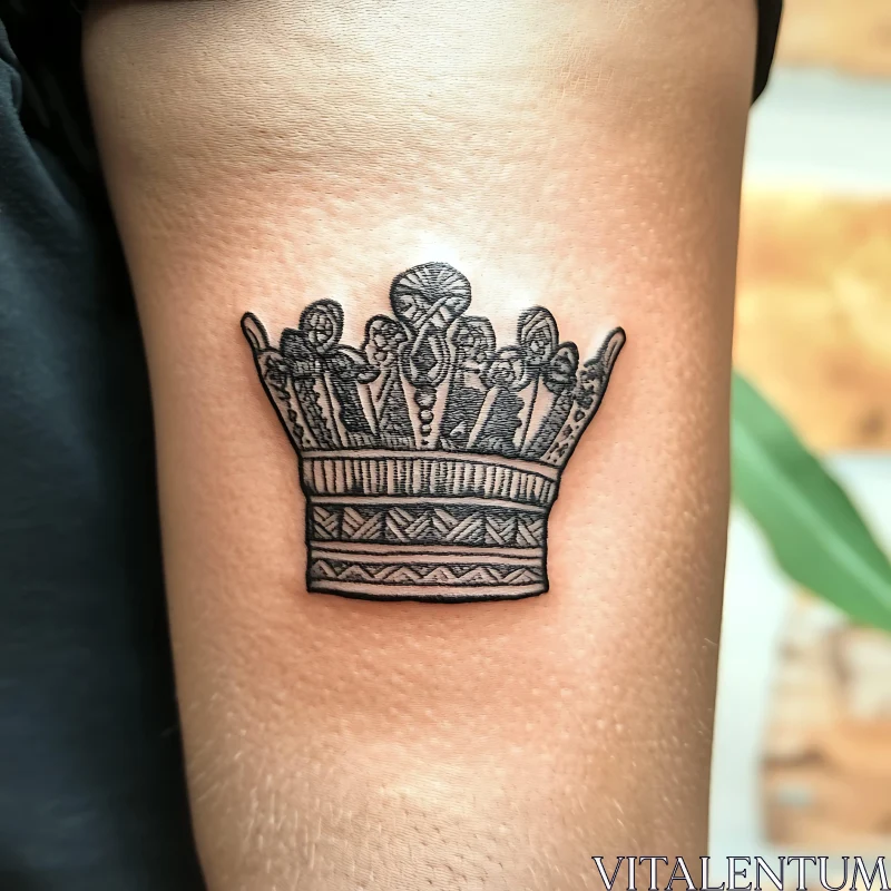 Intricate Crown Tattoo Design AI Image