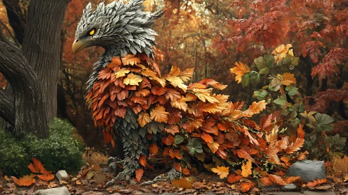 Leaf-clad Beast in Autumn Woods