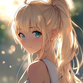 Charming Anime Portrait in Sunlight