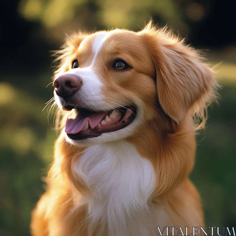 Portrait of a Happy Dog with Fluffy Golden Coat AI Image