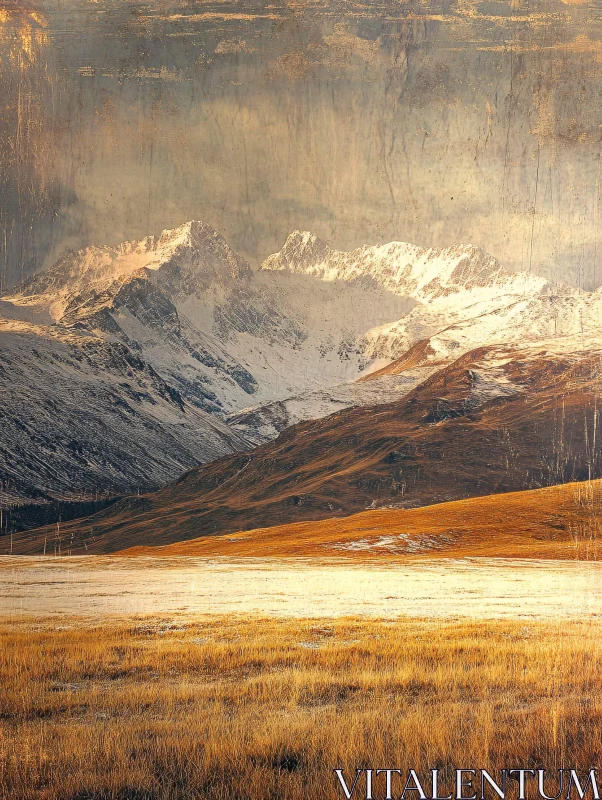 AI ART Snowy Peaks and Golden Plains