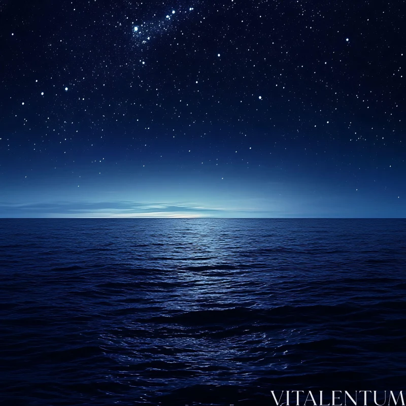 AI ART Ocean at Night Under Stars