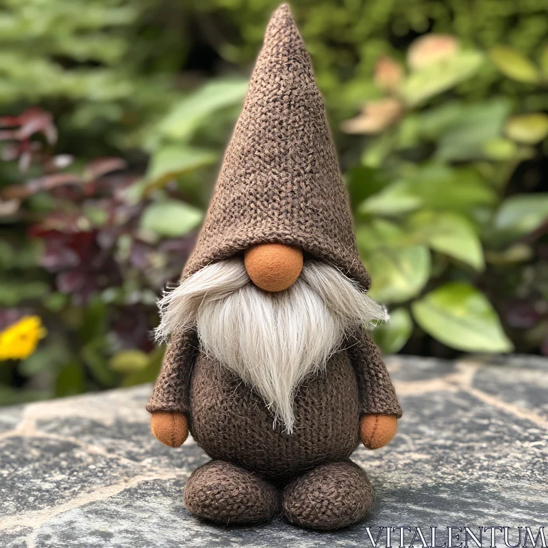 Whimsical Knitted Gnome Figurine AI Image