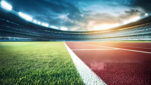 Majestic Athletics Stadium at Sunset with Track