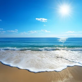 Tranquil Beach Scene with Blue Sky
