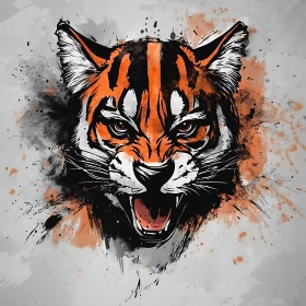 Tiger Illustration with Bold Colors