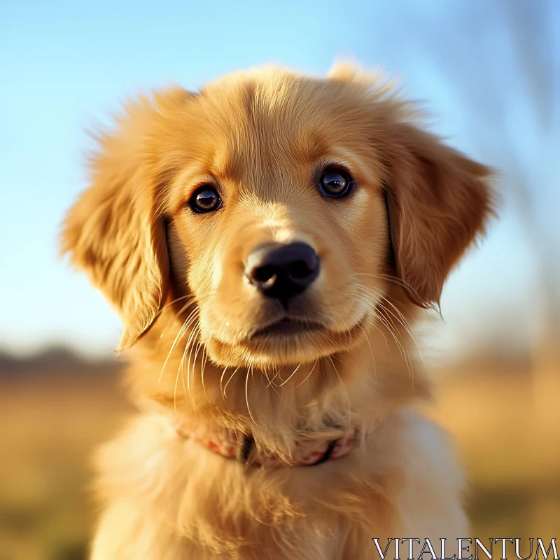 Golden Retriever Puppy Close-Up AI Image