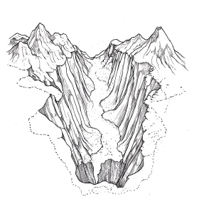 Monochrome Mountain Landscape Art