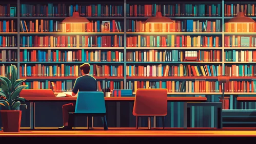 Serene Library Scene