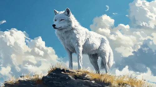 Lone White Wolf Portrait