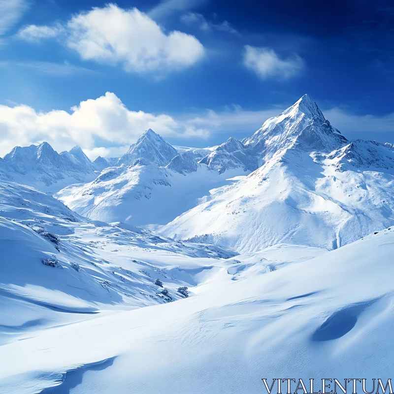 Winter Mountain Landscape with Snow AI Image