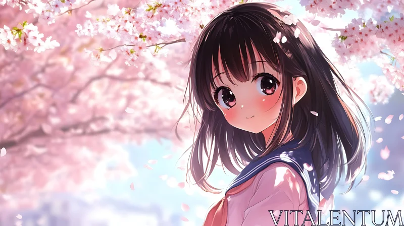 Cherry Blossom Anime Scene AI Image