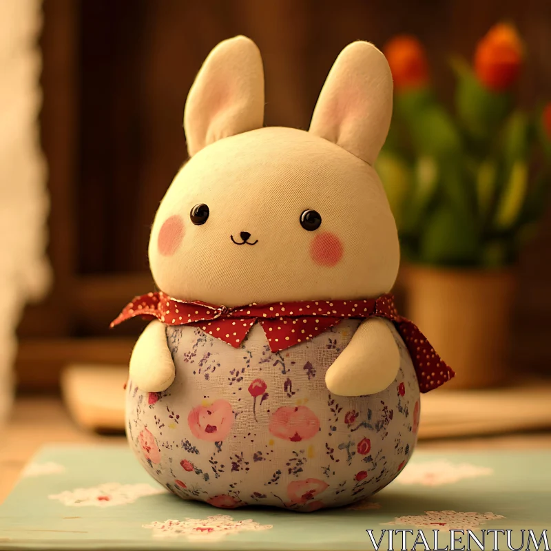 AI ART Charming Floral Bunny Plush Toy