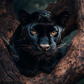 Panther Resting on Tree Branch